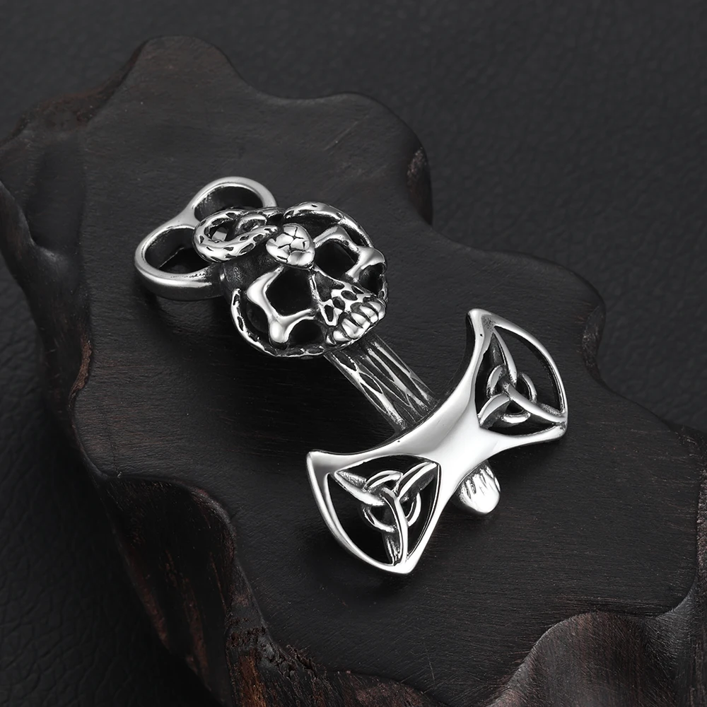 Нержавеющая сталь Viking Thor's Hammer крючки изогнутые с двойным отверстием 6 мм для изготовления браслетов ювелирных изделий фурнитура для самостоятельного изготовления аксессуаров
