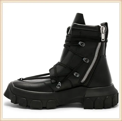 No Plush Botas hombre; коллекция года; Мужские ботинки в байкерском стиле; Модные Ботинки martin на платформе; мужская повседневная обувь с высоким берцем; 9#20/15D50 - Цвет: No Plush