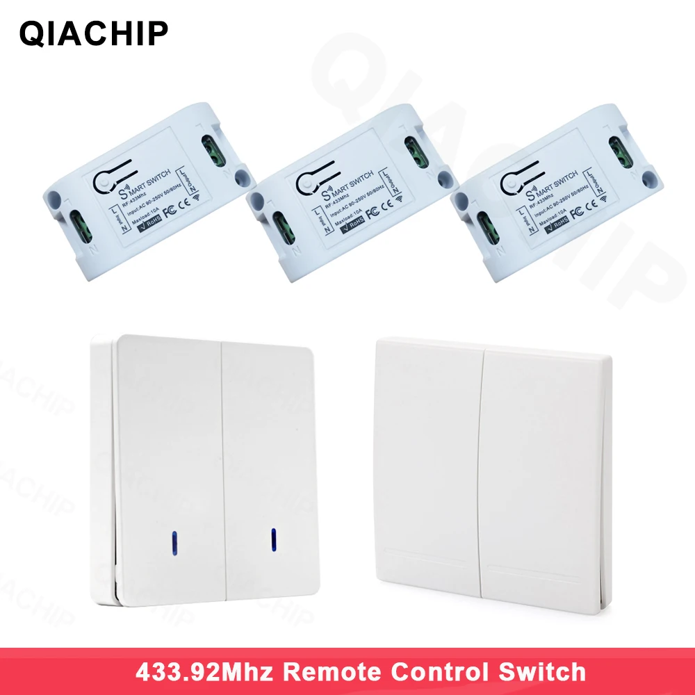 

QIACHIP 433Mhz Wireless Remote Control Switch AC 110V 220V RF Receiver Lamp Light LED Switches Corridor Room Wall Panel Switch