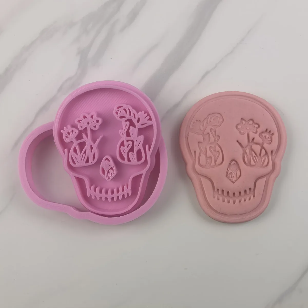 

Flowered Skull All Saints' Day PLA Cookies Stamps Perfect Stereoscopic Pattern Relief Mold Custom