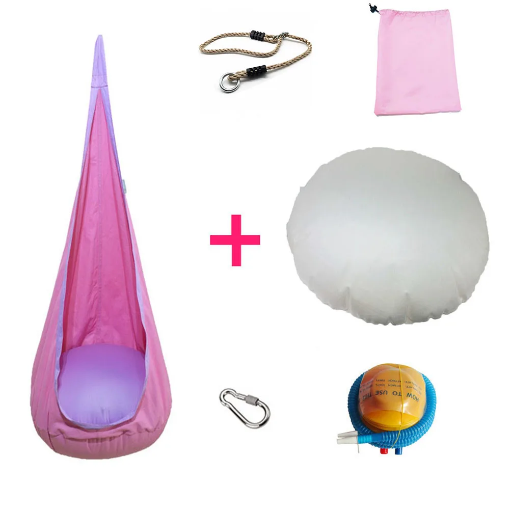 pink with rope Красочный детский гамак садовая мебель кресло-качалка для помещений и улицы подвесное сиденье детское кресло-качалка для патио портативное - Цвет: pink with rope