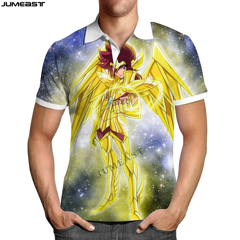 

Jumeast Y2k Men Women 3D Printed Sweatshirt Cartoon Anime Saint Seiya Polo T Shirt Hip Hop Sport Pullover Tops Tees