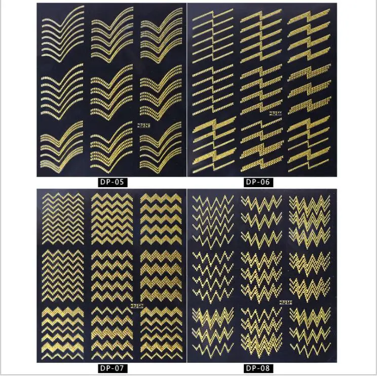Лидер продаж новинка наклейка для ногтей 3D золотая металлическая аппликация