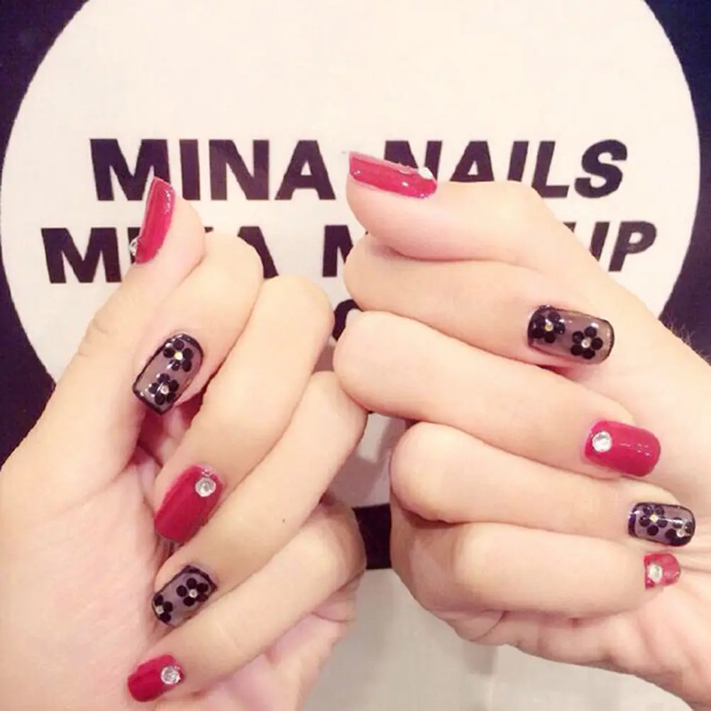 

24PCS Short Length Artificial Nails Extension Design False Nails Tips Press On Manicure Gel Polish False Nails With 2g nail glue