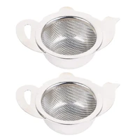 2pcs tea strainer with bottom cup double handle bulk tea spice filter reusable tea strainer teapot accessories