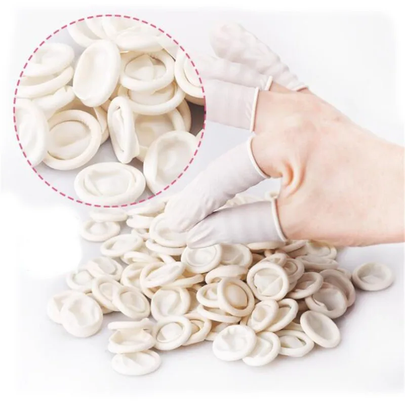 

100 Pcsdisposable Latex Finger Cots Natural Rubber Non-slip Anti-static Multifunction Fingertips Nail Protective Gloves Tools