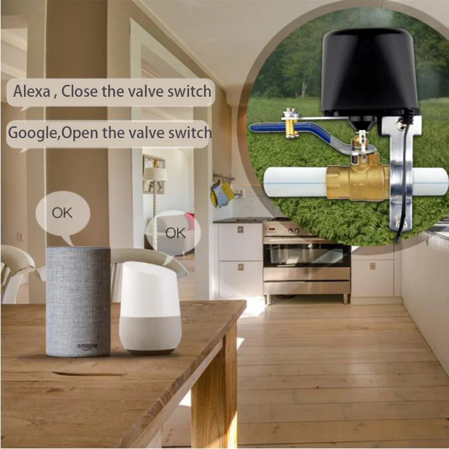Умный водяной клапан Tuya с Wi-Fi газовый Bluetooth совместим контроллером отключения Alexa