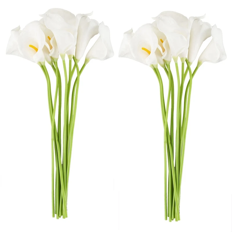 

Calla Lily Свадебный букет 20 латексных голов Real Touch KC51, белый