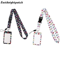 e3111 cartoon heart card holder id holder bus card holder staff card with with buckle lanyard