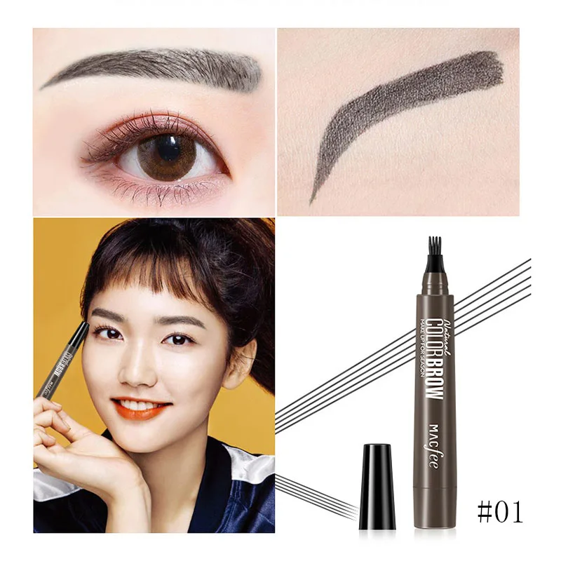 

Косметика для бровей с четырьмя крапанами, водостойкая натуральная ручка для бровей, ТИНТ, вилка, наконечник для глаз, бриллиант, стойкая, пр...