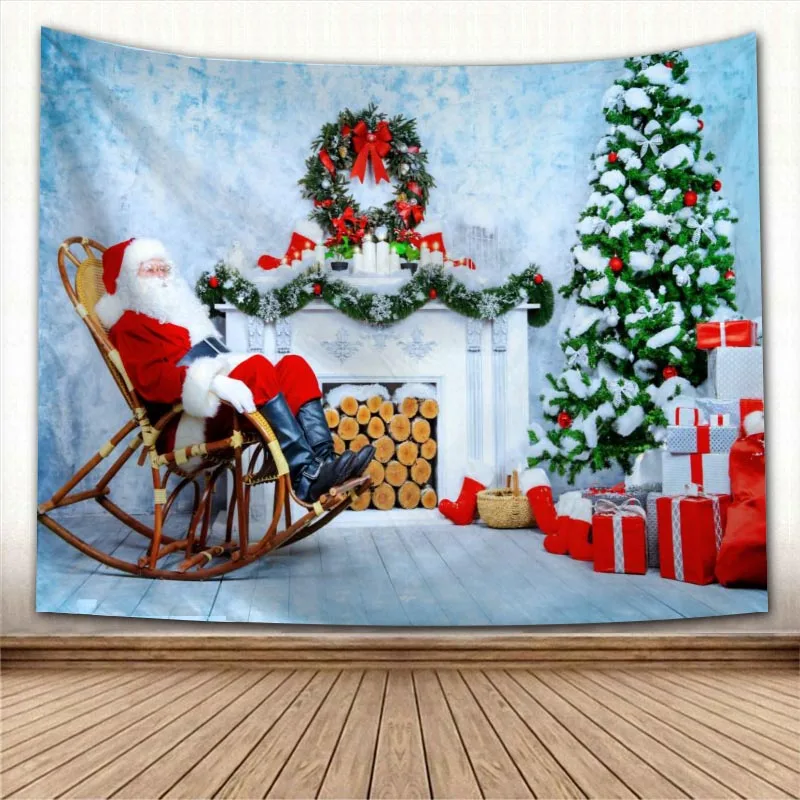 

Nice Santa ClausTapestry Christmas Psychedelic Decorative Carpet Wall Fabric For Living Room Bedroom Tapestries Accessories
