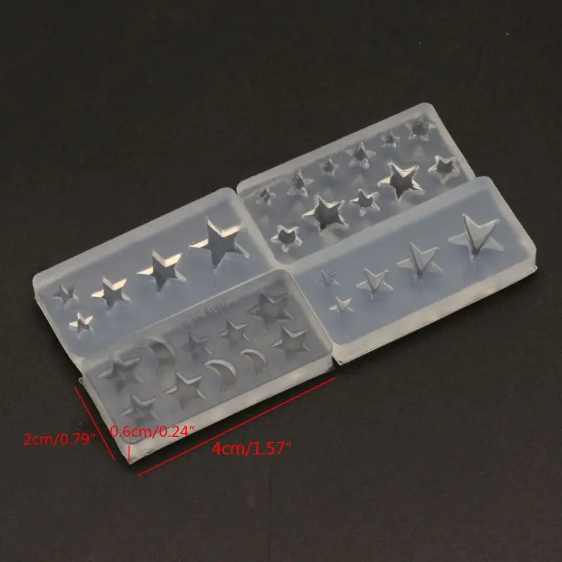 

4Pcs Moon Star Nail Art Silicone Mold Template Mould Kit Resin Jewelry Mold Kit