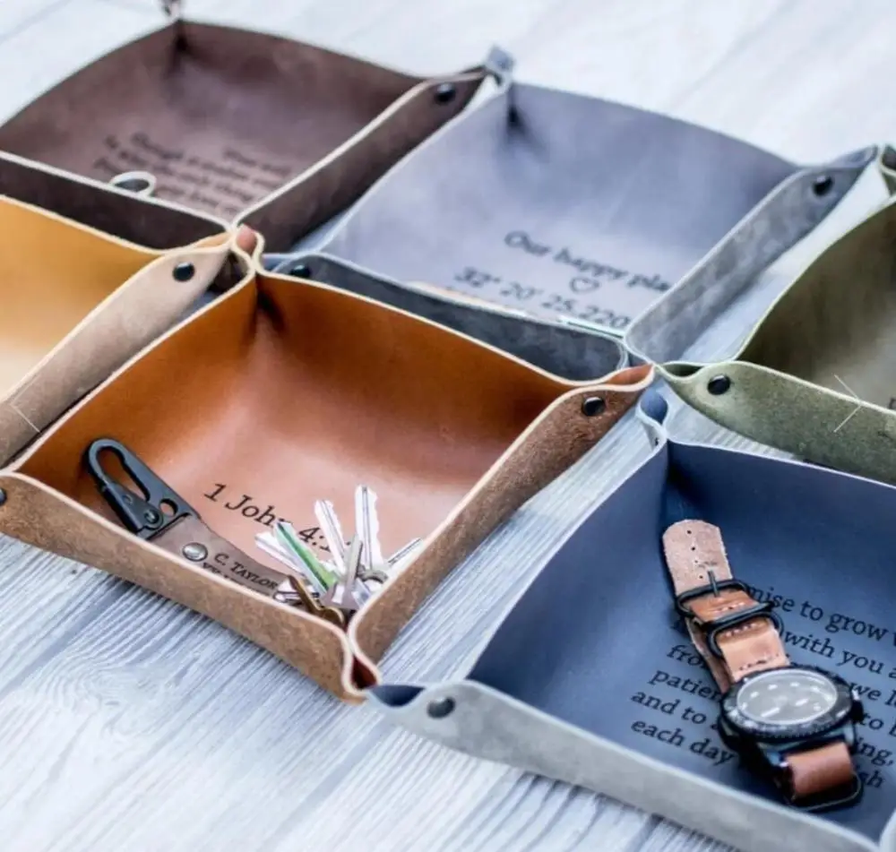 Персонализированный кожаный поднос для парковщика персонализированный чехол