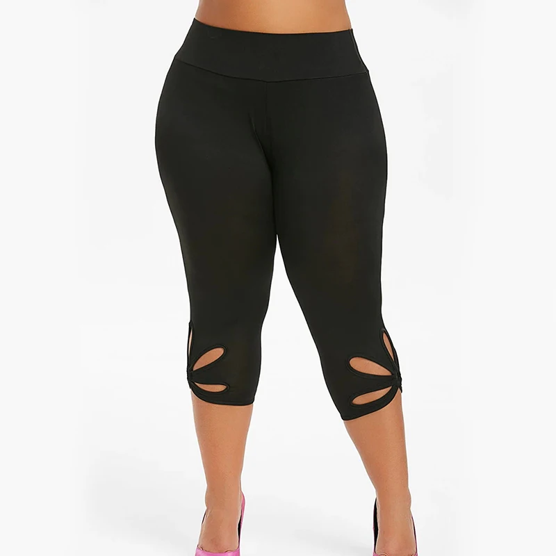 

2022 Calf-Length Pants Sport Leggings Women Fitness Gym High Waist Legging Girl Black Mesh 3/4 Openwork Pants Wholesale