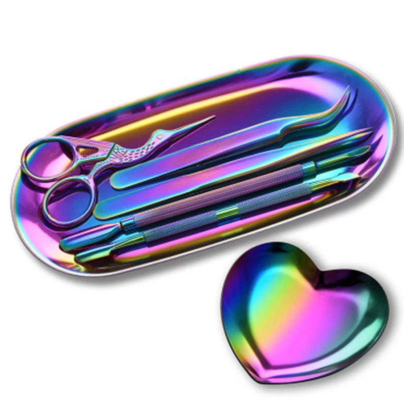 

9Pcs/Set Rainbow Stainless Nail Cuticle Pusher Tweezer Cutter Trimmer Clipper Scissor Dead Skin Manicure Pedicure Tool