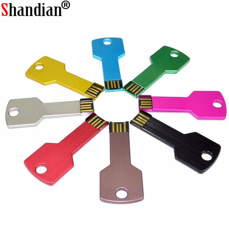 SHANDIAN коммерческие металлические ключи USB флэш диск 64 ГБ 16 32 милый накопитель