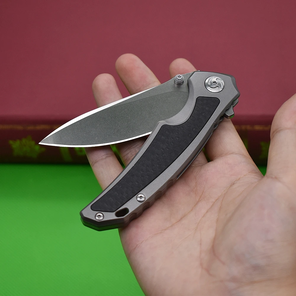 Beli Pisau Lipat Saku Serat Karbon Bertatahkan Gagang Aloi Titanium Kualitas Tinggi Pisau M390 Luar Ruangan Hiking Mendaki Berkemah Alat EDC