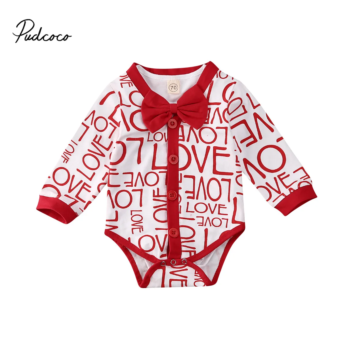 Pudcoco/боди для новорожденных одежда маленьких мальчиков на День Святого Валентина