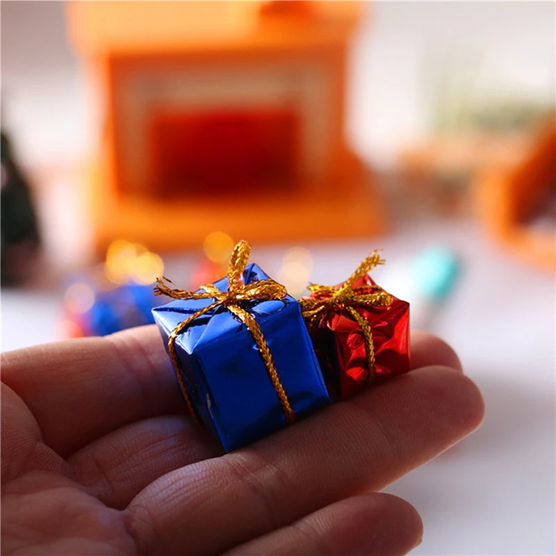 

Colorful 10pcs 3D Mini Christmas Miniature Dollhouse cube Gift Box wedding box Dollhouse Furniture Kits Toys For Christmas Gift