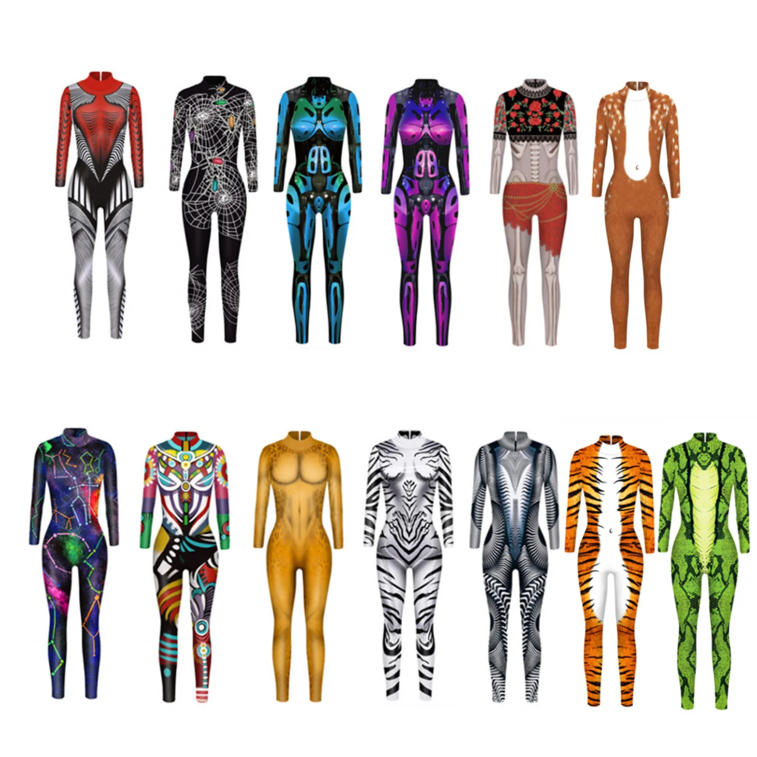 Комбинезон женский с длинным рукавом костюм 3D-принтом робота и цифровой печатью