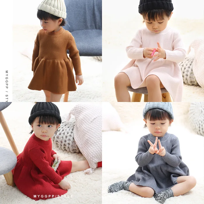 Детские платья для девочек осенне зимнее трикотажное платье принцессы с