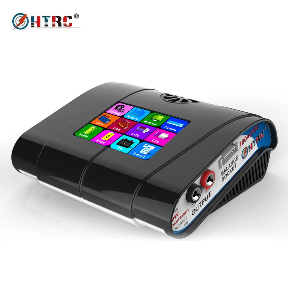 HTRC HT100 Lipo зарядное устройство AC/DC 3," цветной сенсорный ЖК-экран 100 Вт 10А RC зарядное устройство для Lion/LiPo/LiFe/LiHv батареи