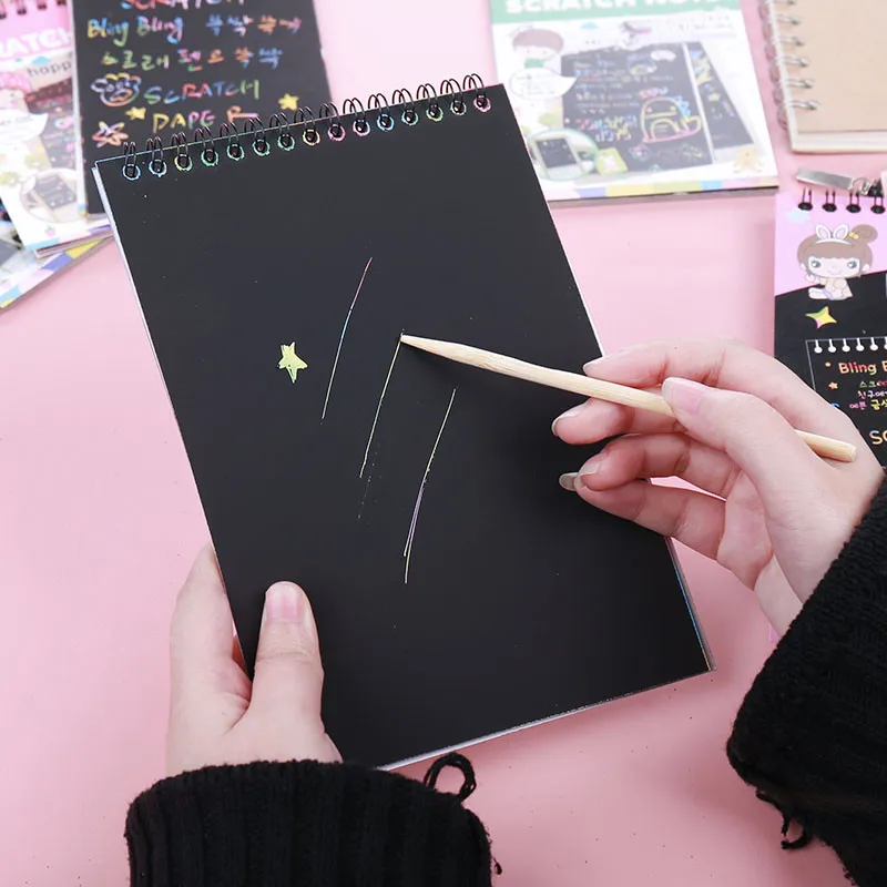 1 книга Волшебная цветная радужная бумага для скретч Арта коврик рисования