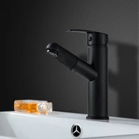 modern black basin faucets stainless steel single handle bathroom pull out mixer wash basin water tap hot and cold sink faucet