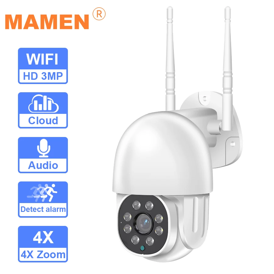 

1080P PTZ Wifi IP Camera Outdoor 4X Digital Zoom AI Human Detect Wireless Camera H.265 P2P ONVIF Audio 3MP Security CCTV Camera