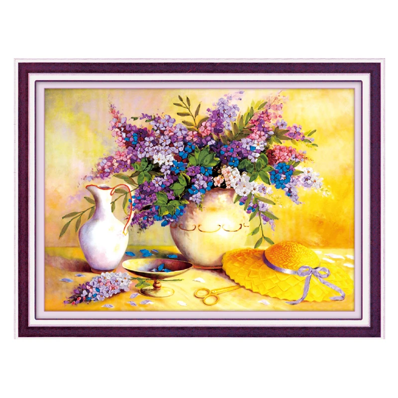 Ленточная живопись легкая вышивка с цветочным принтом HD печати Рукоделие