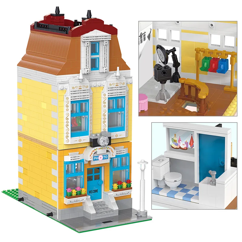 

1773pcs City Street View Expert Photography Shop Building Blocks Creator Photo Studio Friends House Architecture Bricks Kids Toy