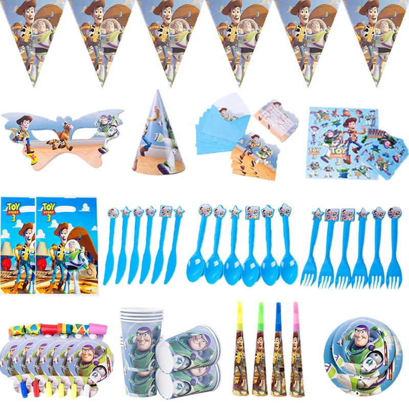 Набор принадлежностей на тему истории игрушек Disney чашки тарелки посуда бумажные