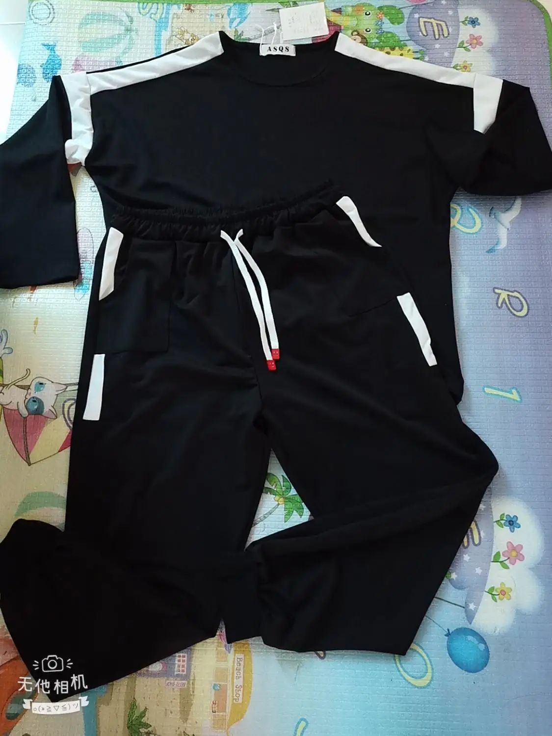 black Модная спортивная Женская весенняя одежда больших размеров 5XL, спортивные костюмы с длинным рукавом, эластичные штаны, два комплекта, женские повседневные Костюмы, Дамский комплект - Цвет: black