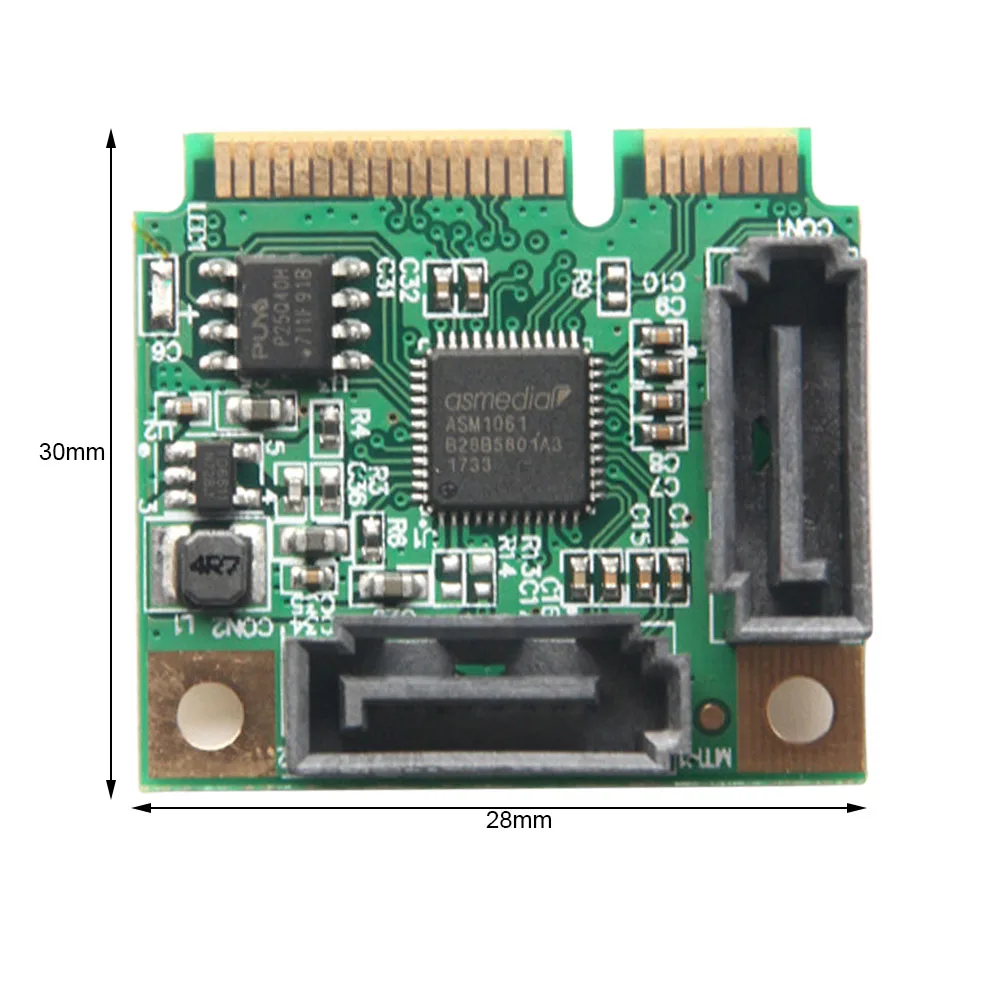 

Mini PCI-E to SATA Extension Card 2 Ports Add On Cards High Speed Mini PCI Express Adapter Converter Hard Drive Card