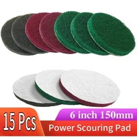15pcs 6 inch flocking scouring pad 240 800 grit industrial heavy duty nylon for kitchen bathroom grout grill tile car sanding
