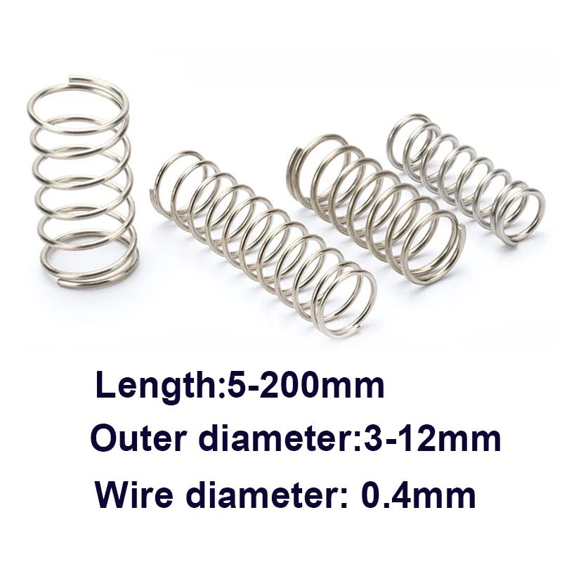 

5Pcs 304 Stainless Steel Y-shaped Shock-absorbing compression spring Cylindrical return spring OD 3-12mm Length 5-200mm