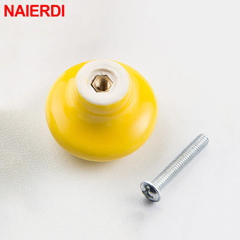 Круглая керамическая ручка для мебели NAIERDI ручки выдвижных ящиков ярких цветов