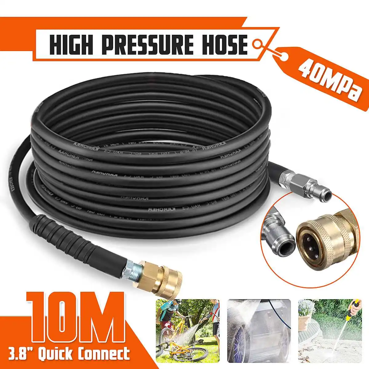 

Шланг для мойки высокого давления, 3/8 psi, 40 МПа, 10 м