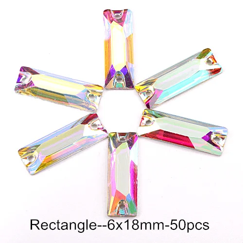 6x18mm-50pcs Смола Кристалл AB смолы Круглые пришивные стразы с плоским основанием пришивные стразы для одежды B3649 - Цвет: 6x18mm-50pcs