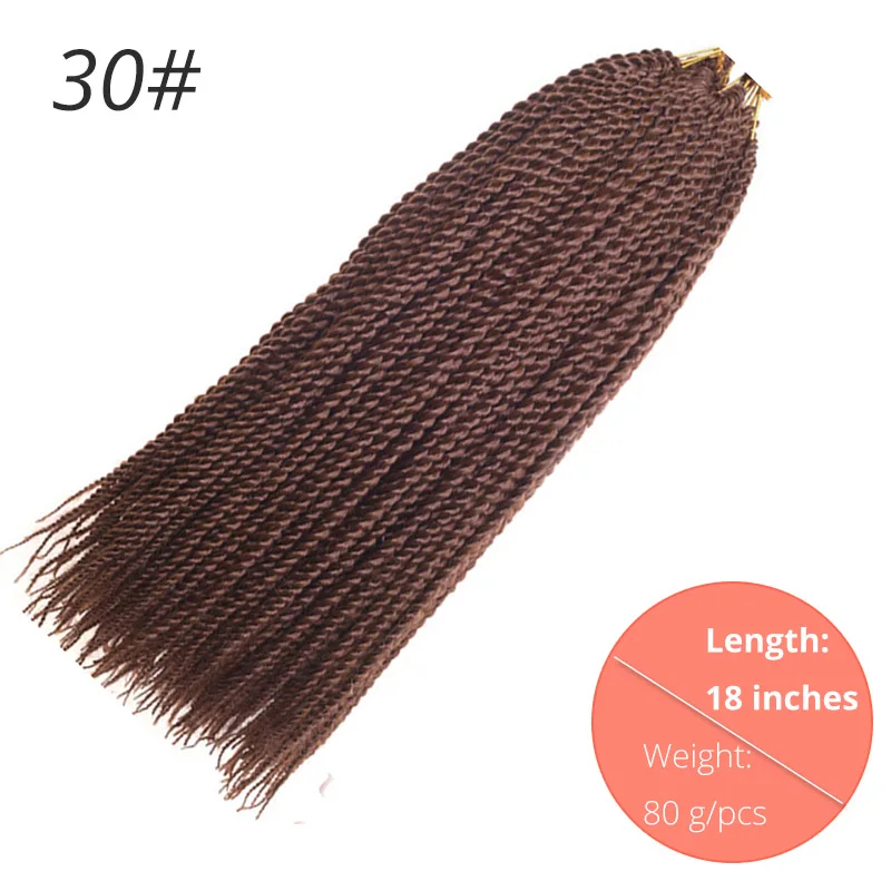 #30 AISI BEAUTY Ombre Senegalese завивка, плетение волос 14 18 24 дюймов Синтетические косички для наращивания крючком наращивание волос Черный Коричневый Женский - Цвет: #30