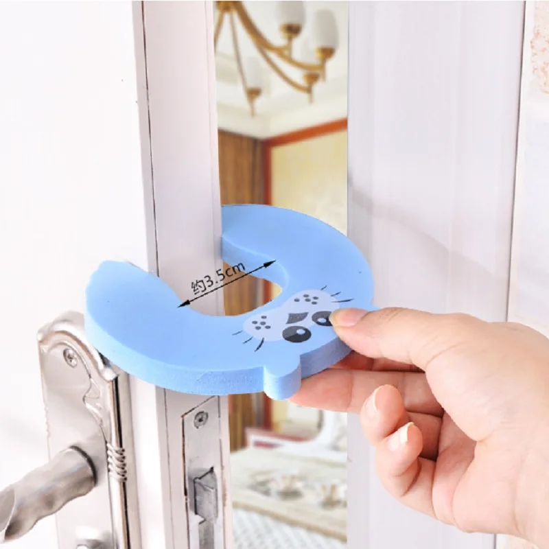 Tope de puerta de seguridad con dibujos de animales para beb&eacute;, cerradura de tarjeta de beb&eacute;, cuidado de reci&eacute;n nacido, Protector de dedos aleatorio, 2 uds.-3