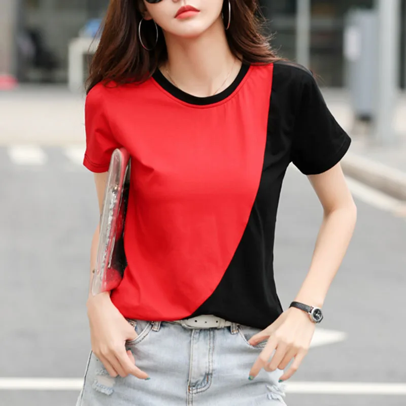 

LJSXLS 2021 Summer New Korean Fashion Mesh Patchwork T Shirts Women Casual Cotton Tops Short Sleeve Loose Tshirt Tee Shirt Femme