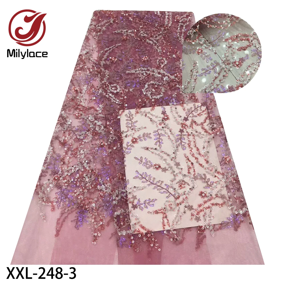 Latest Sequins Embroidered French Tulle Lace 2020 Afican Nigerian Fabric for Dress XXL-248 | Дом и сад