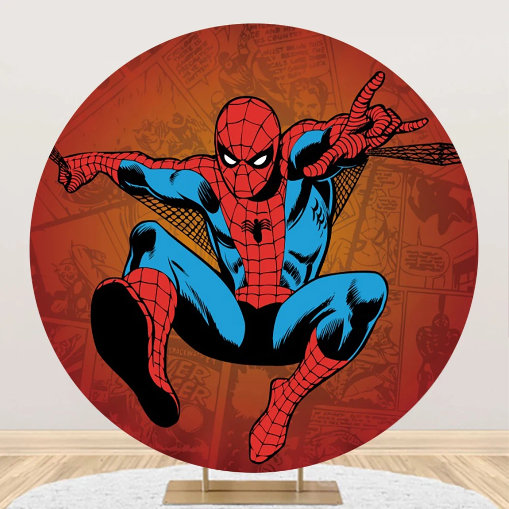 

Праздвечерние чные фоны Marvel круглая форма супер герой Человек-Паук День Рождения фотозона детское украшение стена на заказ фон для свадьбы