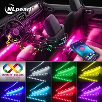 nlpearl app car interior ambient light neon led strip foot light with usb wireless remote music auto atmosphere decorative lamp