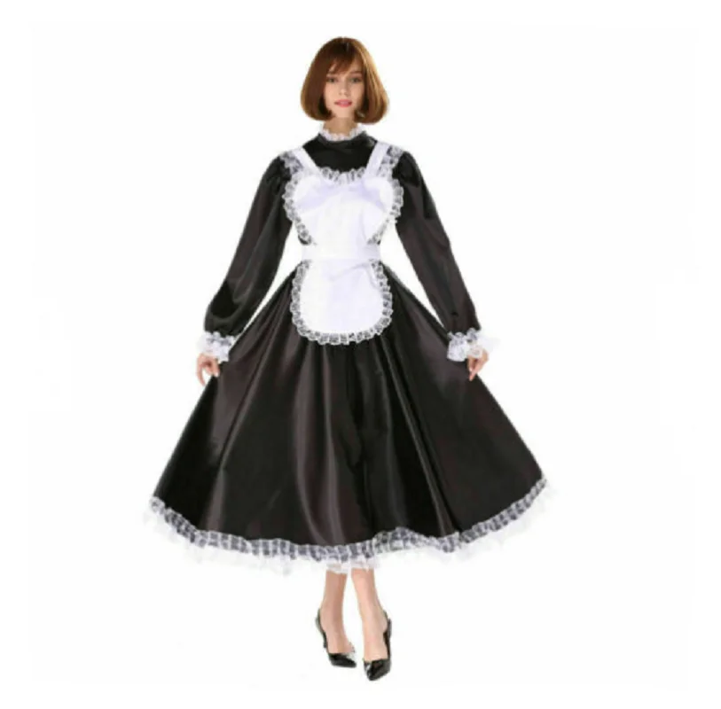 

Hot selling sissy maid long silk dress role-playing costume customization