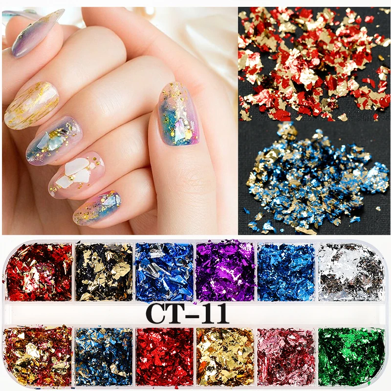 12 видов цветов/комплект лазерная золото серебро алюминий нерегулярные