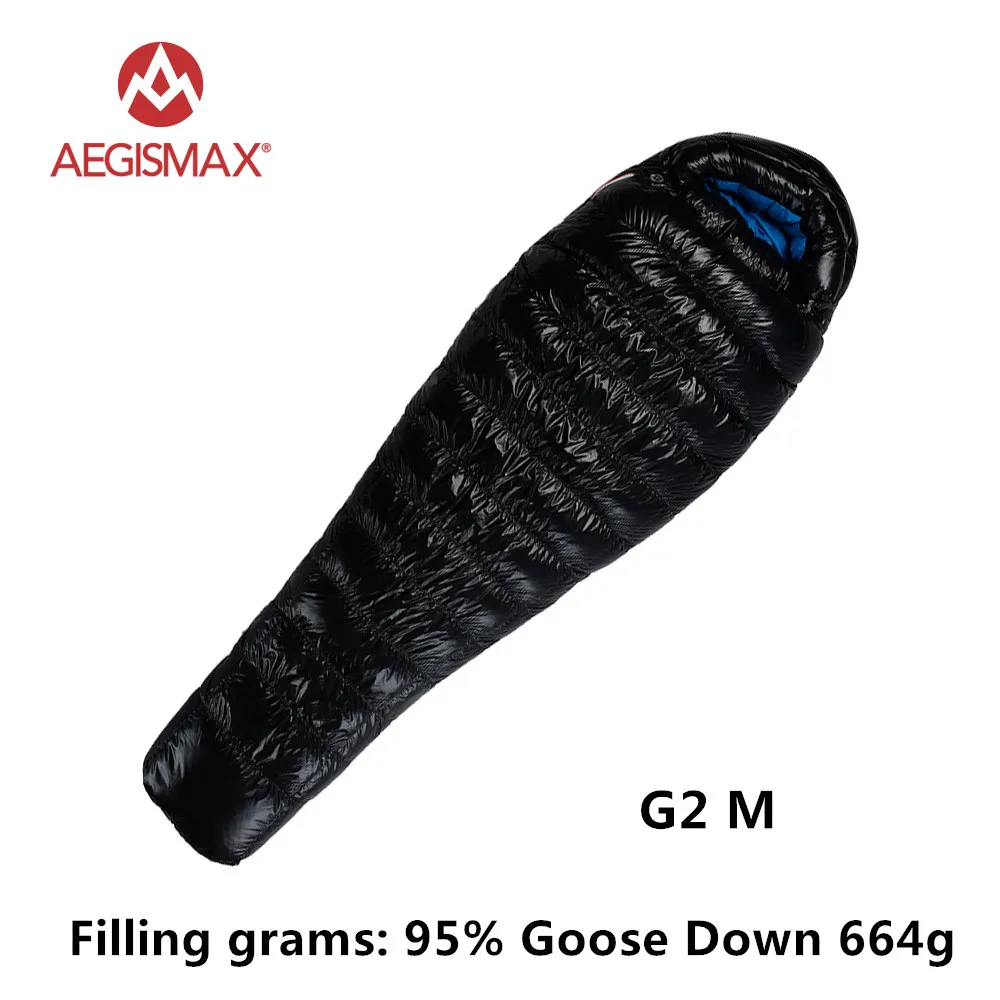 AEGISMAX G серия 95% белый гусиный пух Мумия зимний спальный мешок для кемпинга сверхлегкий дизайн перегородки сплайсинга удлиненный FP800 - Цвет: G2 M black