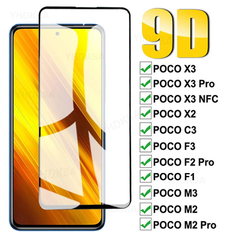 

Закаленное защитное стекло 9D для Xiaomi POCO X3 NFC M3 C3 X2 M2 F2 Pro Pocophone F1 F3