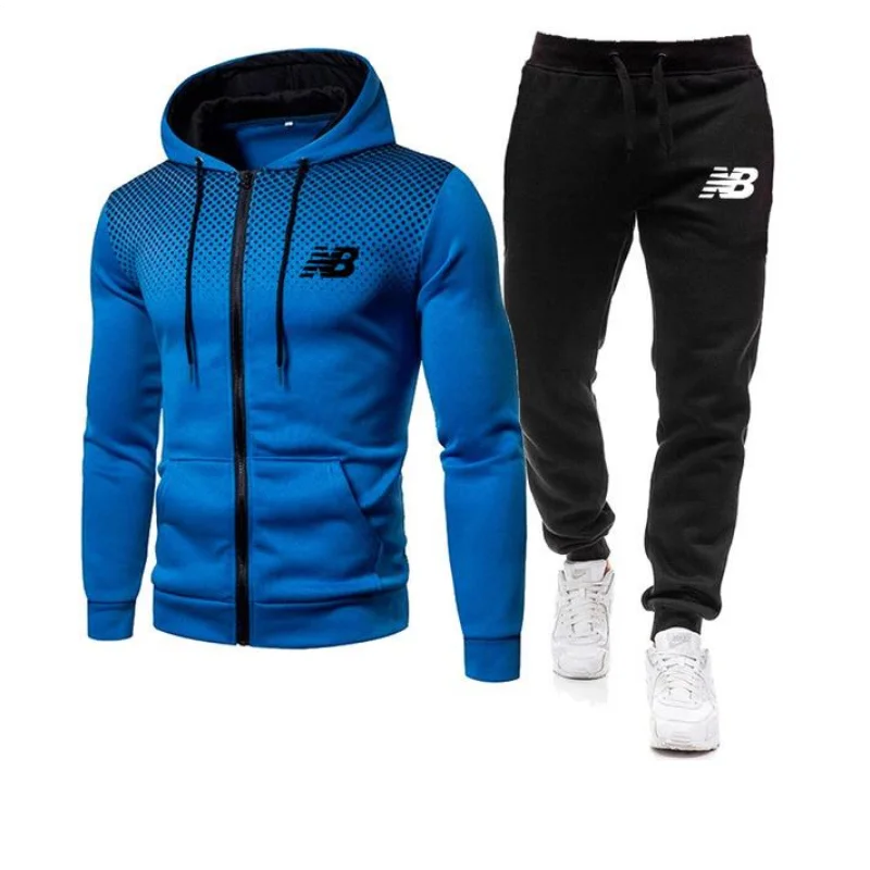 

2021 fashion print men's zipper Hoodie and sweatpants jogging suit